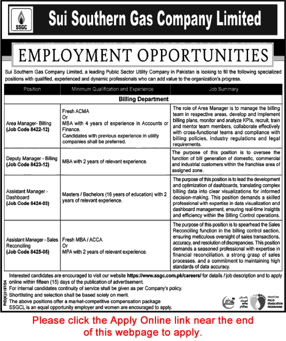  Employment Opportunities at Sui Southern Gas Company (SSGC) 