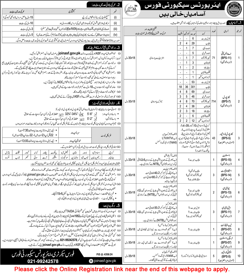  ASF ASI/Corporal Jobs 2025 Online Apply Last Date | joinasf.gov.pk