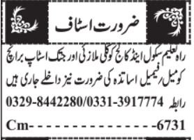  Rah E Taleem School & College Quetta Jobs 2025 For Teachers