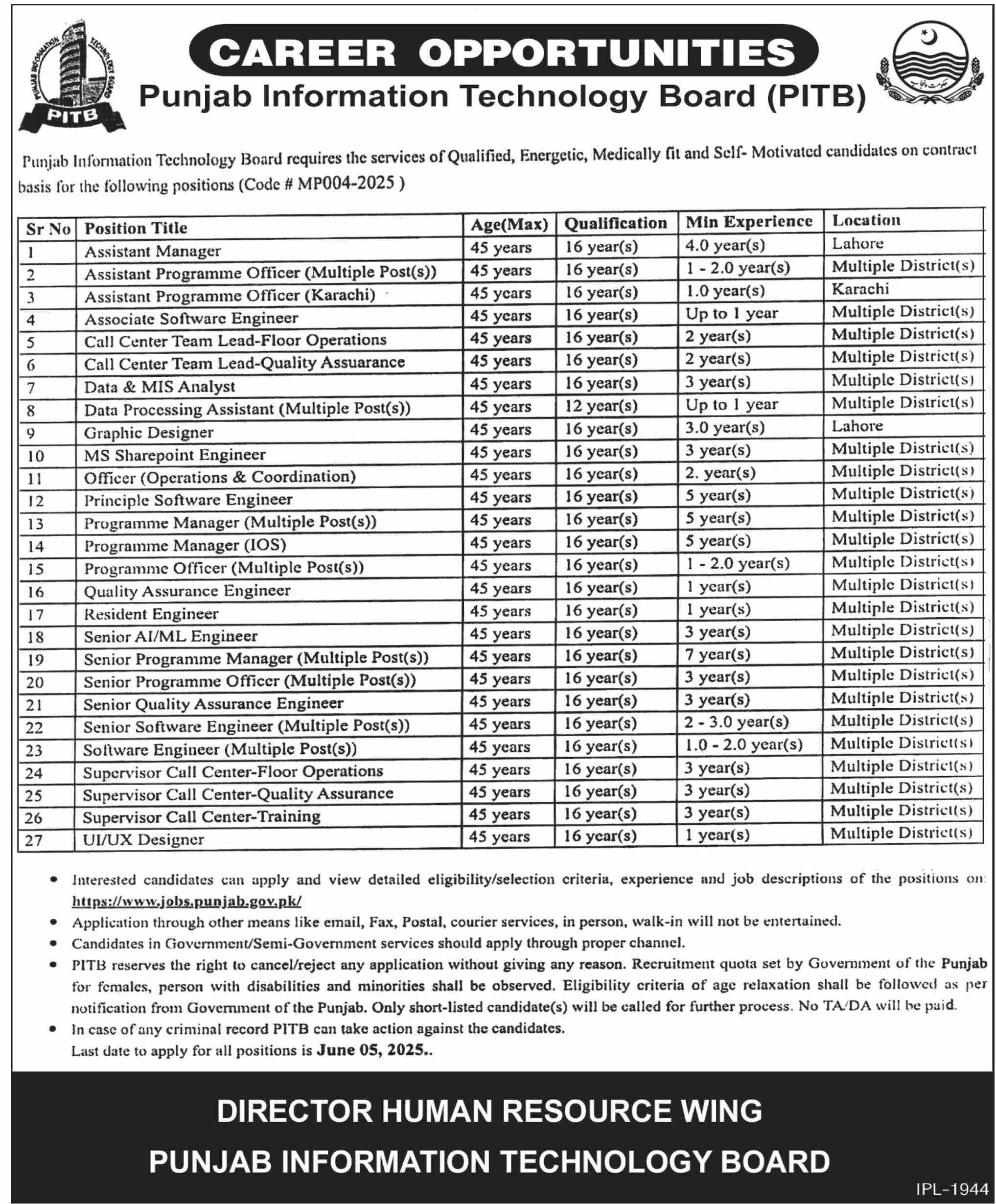  Punjab-Information-Technology-Board-PITB-Jobs-2025-Apply-Online-by-June-5